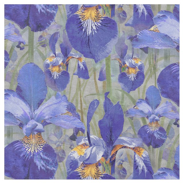 Tecido Teste padrão floral da íris azul (Detalhe)