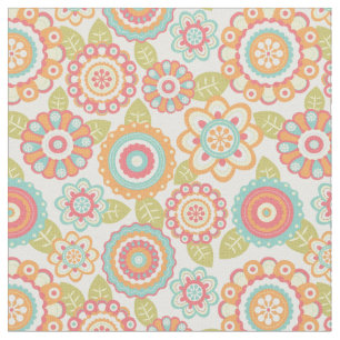 Tecido Teste padrão floral das flores Funky retros de