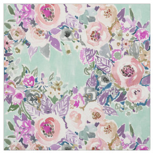 Tecido Teste padrão floral de Boho da hortelã colorida