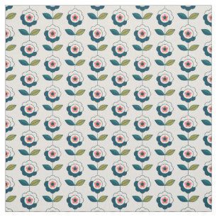 Tecido Teste padrão floral de turquesa retro
