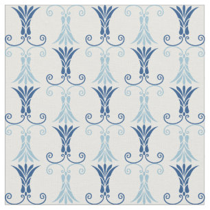 Tecido Teste padrão floral do art deco azul à moda