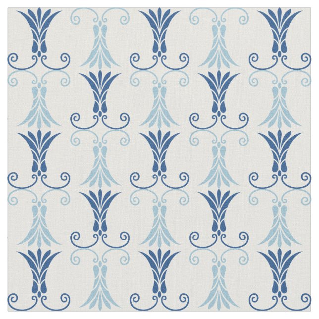 Tecido Teste padrão floral do art deco azul à moda (Detalhe)