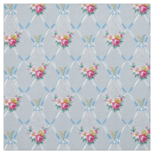 Tecido Teste padrão floral do rosa bonito azul feminino