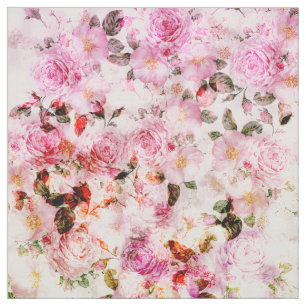 Tecido Teste padrão floral do vintage cor-de-rosa