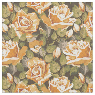 Tecido Teste padrão floral do vintage de rosas amarelos