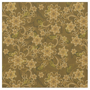 Tecido Teste padrão floral do vintage dourado
