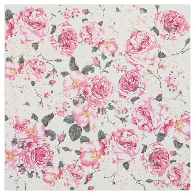 Tecido Teste padrão floral dos rosas modernos do preto do (Modelo)