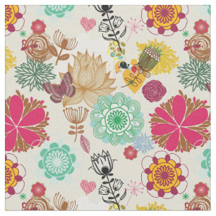 Tecido Teste padrão floral no estilo retro