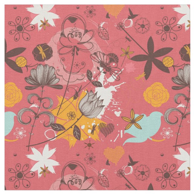 Tecido Teste padrão floral retro (Detalhe)