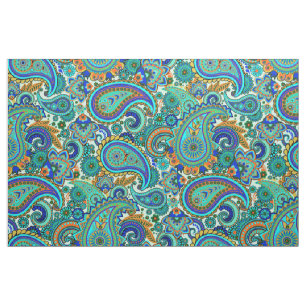 Tecido Teste padrão floral retro colorido de Paisley
