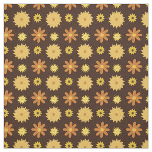 Tecido teste padrão floral retro do amarelo alaranjado d