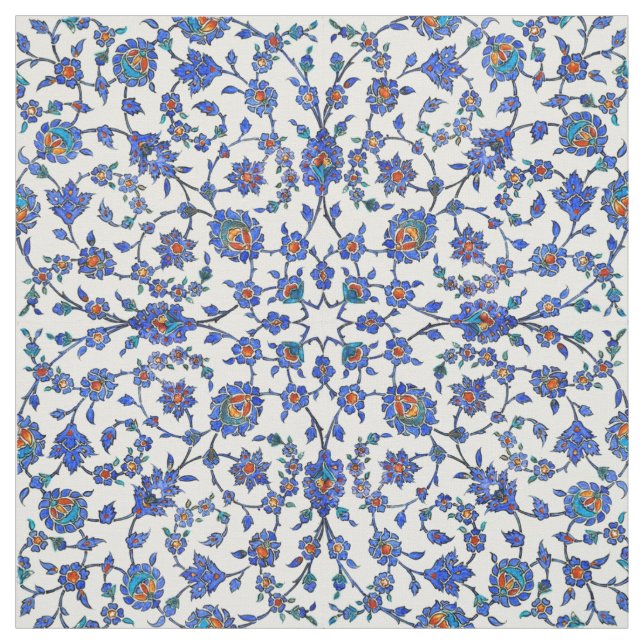 Tecido Teste padrão floral turco azul Handmade antigo dos (Modelo)