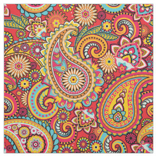 Tecido Teste padrão floral vermelho brilhante do bohemia