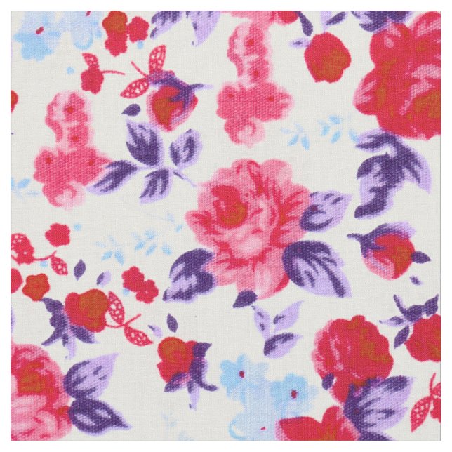 Tecido Teste padrão floral vermelho, roxo, e cor-de-rosa (Detalhe)