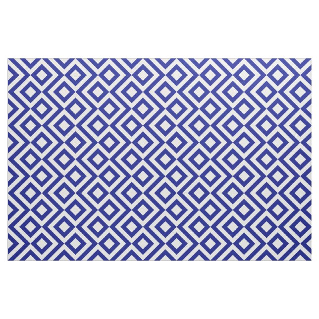 Tecido Teste padrão geométrico à moda do meandro azul e (Fat Quarter)
