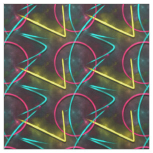 Tecido Teste padrão geométrico abstrato do néon 80s