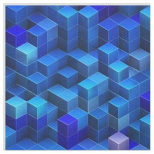 Tecido Teste padrão geométrico do abstrato azul dos cub