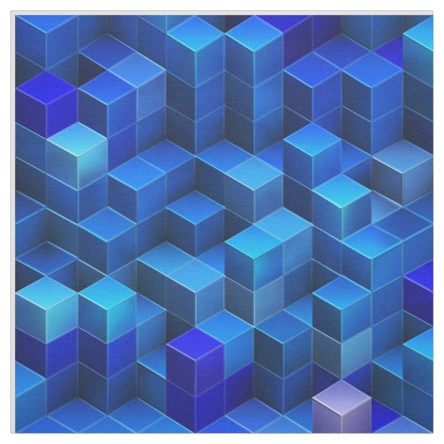 Tecido Teste padrão geométrico do abstrato azul dos cubos (Amostra)