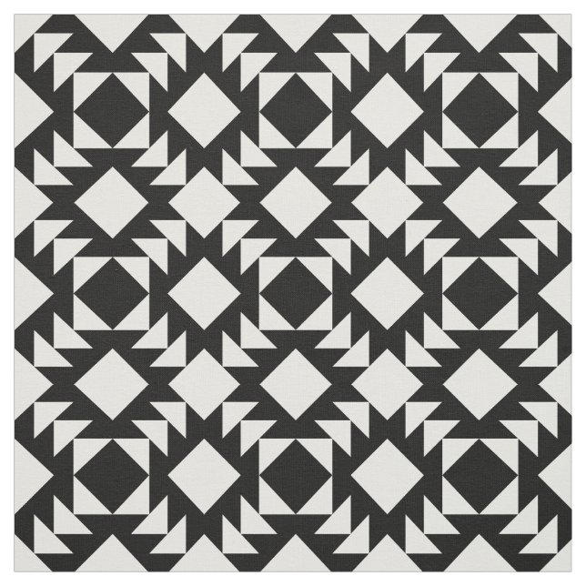 Tecido Teste padrão geométrico preto e branco (Modelo)