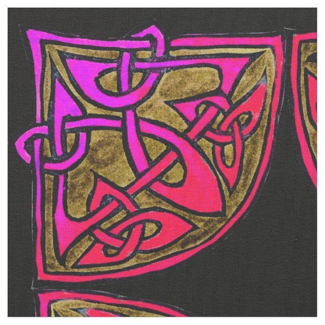 Tecido Teste padrão magenta celta desenhado mão do (Detalhe)