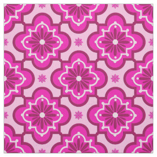 Tecido Teste padrão marroquino do azulejo - rosa do