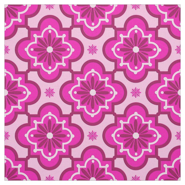 Tecido Teste padrão marroquino do azulejo - rosa do (Modelo)