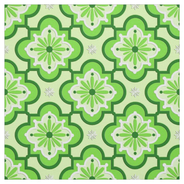 Tecido Teste padrão marroquino do azulejo - verde limão (Modelo)