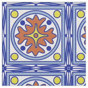 Tecido Teste padrão mediterrâneo do azulejo