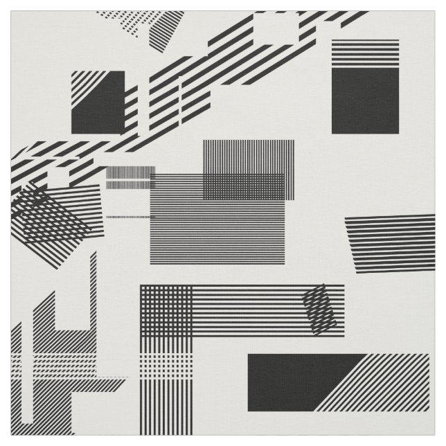 Tecido Teste padrão moderno branco preto abstrato da (Modelo)