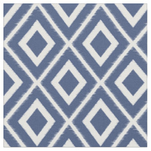 Tecido Teste padrão moderno de Ikat dos azuis marinhos e