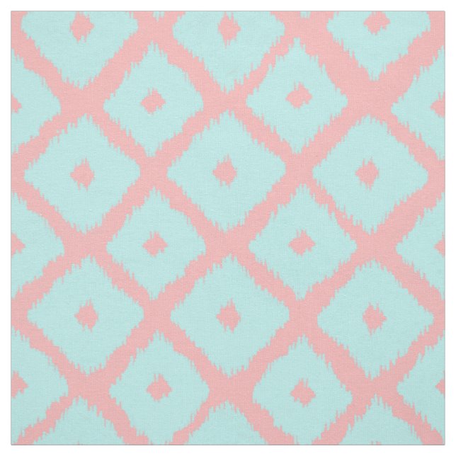 Tecido Teste padrão na moda coral do ikat da cerceta (Modelo)