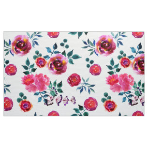 Tecido Teste padrão pintado à mão das rosas vermelhas