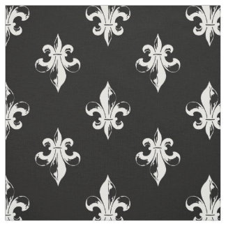 Tecido Teste padrão preto e branco da flor de lis