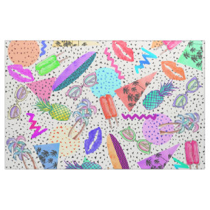 Tecido Teste padrão retro da colagem da praia do verão