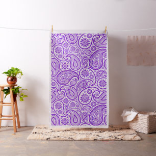 Tecido Teste padrão roxo e branco de paisley do vintage