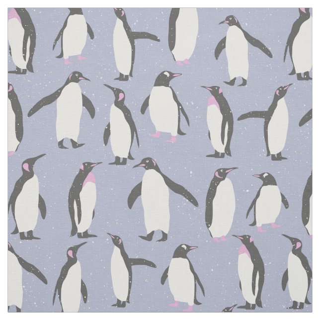 Tecido Teste padrão sem emenda dos pinguins do inverno + (Modelo)