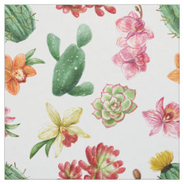 Tecido Teste padrão tirado do Succulent da aguarela mão