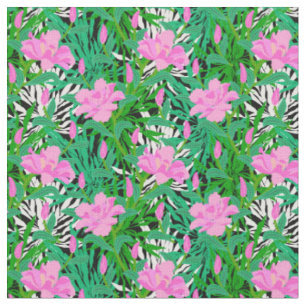 Tecido Teste padrão tropical com flores da selva
