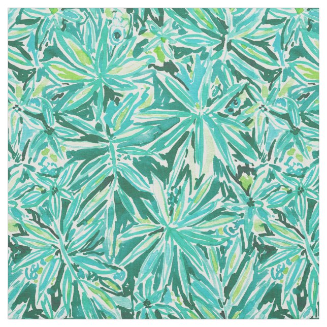 Tecido Teste padrão tropical verde selvagem FRIO das (Modelo)