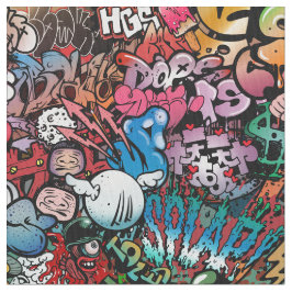 Tecido Teste padrão urbano dos caráteres dos grafites da