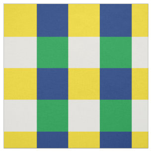Tecido Teste padrão verde, azul, amarelo e branco do