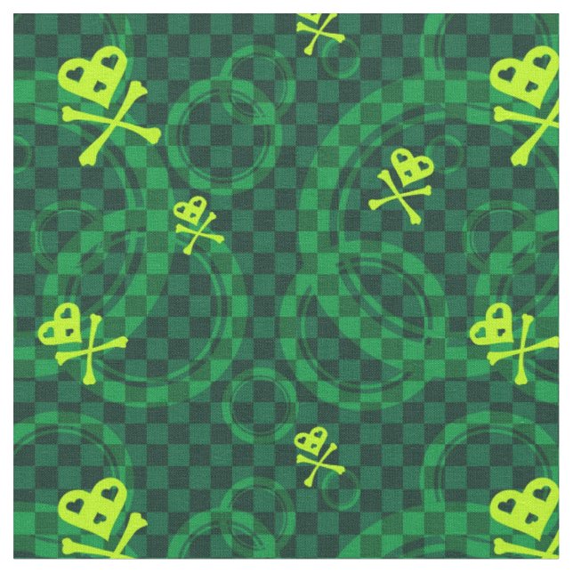 Tecido Teste padrão verde de Emo com círculos (Detalhe)