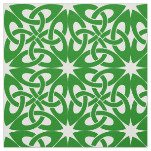 Tecido Teste padrão verde e branco de Knotwork do célti