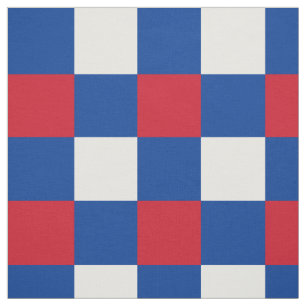 Tecido Teste padrão vermelho, azul e branco do tabuleiro