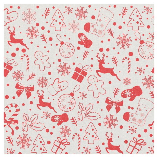 Tecido Teste padrão vermelho bonito dos cervos do Natal - (Detalhe)