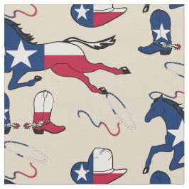 Tecido Texas Flag Horses Hats and Boots lt tan