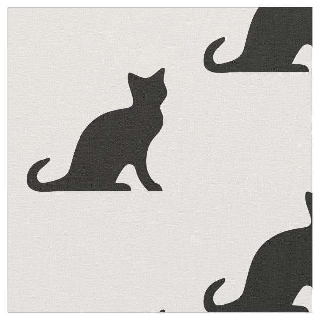 Tecido têxtil com design de padrão de gato preto e (Detalhe)
