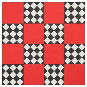 Tecido Têxtil de Forma Quadrada do Harlequin Preto Vermel