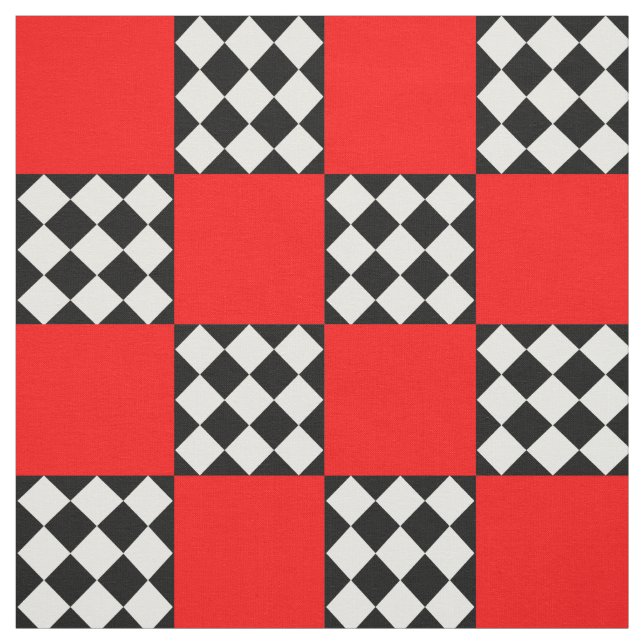 Tecido Têxtil de Forma Quadrada do Harlequin Preto Vermel (Modelo)