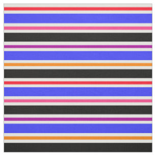 Tecido Têxtil de stripes multicolorido azul preto